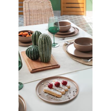 18-piece brown ceramic dinner set