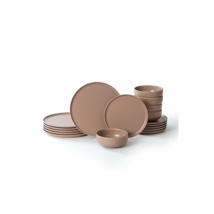 18-piece brown ceramic dinner set