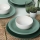 18-piece ceramic dinnerware set, green/white