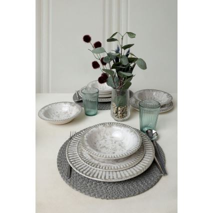 18-piece ceramic dinnerware set in gray