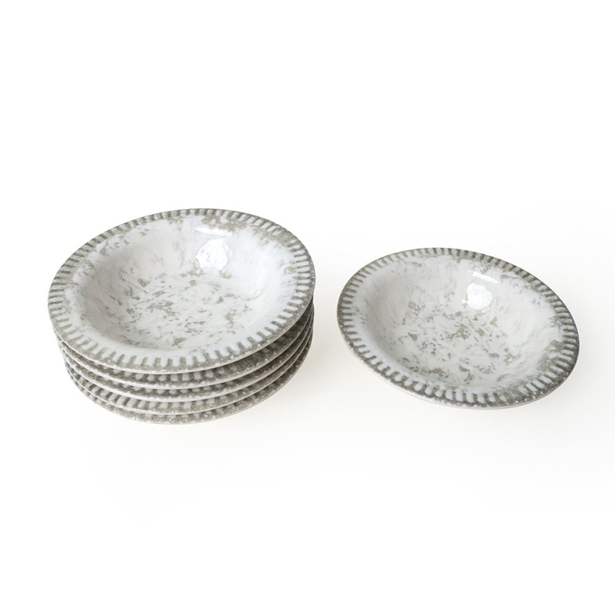 18-piece ceramic dinnerware set in gray