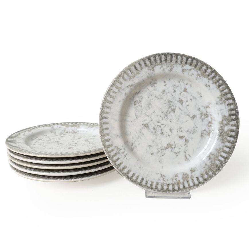 18-piece ceramic dinnerware set in gray