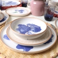 18-piece dining set white/blue/beige/ceramic