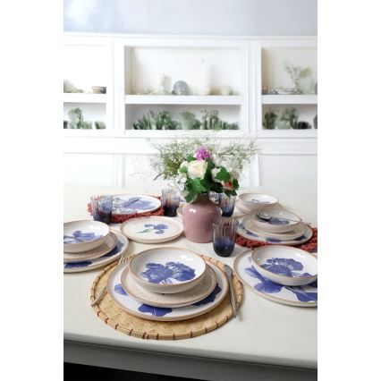 18-piece dining set white/blue/beige/ceramic