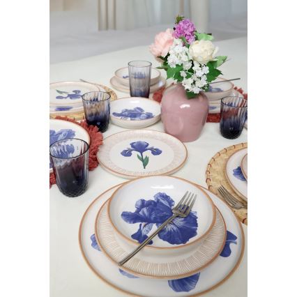 18-piece dining set white/blue/beige/ceramic