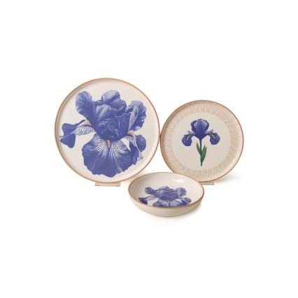 18-piece dining set white/blue/beige/ceramic