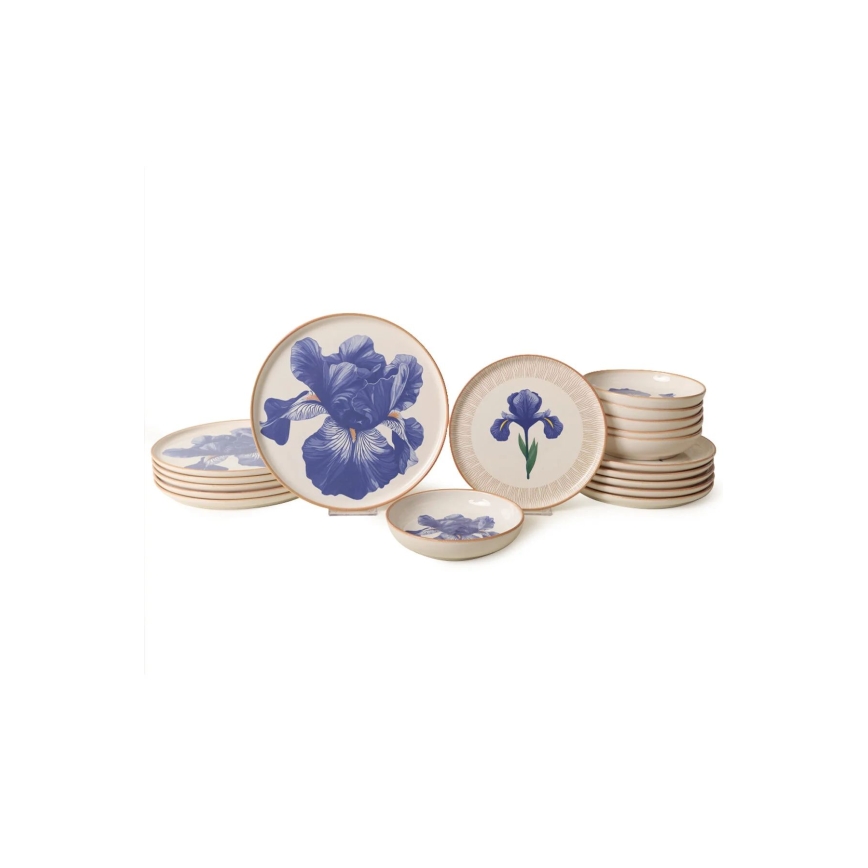 18-piece dining set white/blue/beige/ceramic