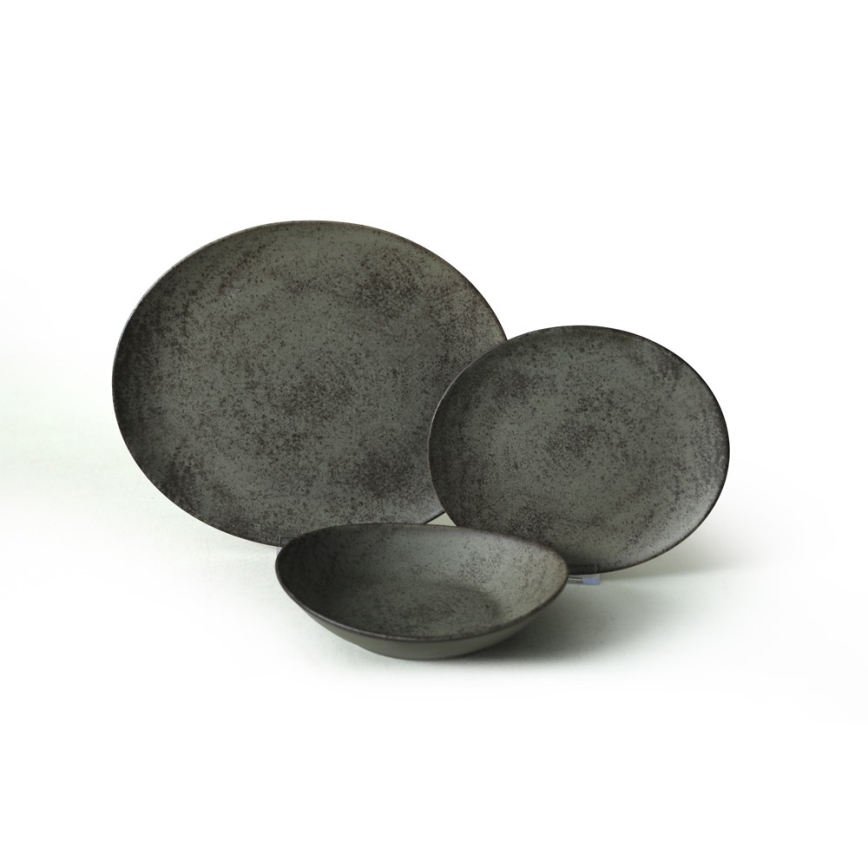 18-piece dinner set anthracite/green/stoneware