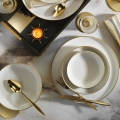 18-piece dinner set beige/gold/porcelain