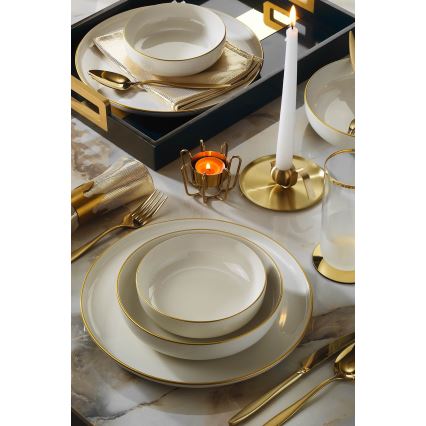 18-piece dinner set beige/gold/porcelain