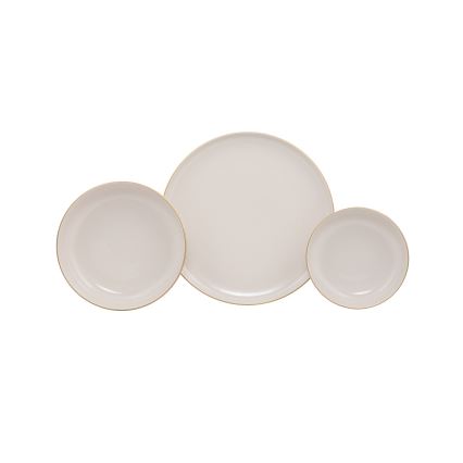 18-piece dinner set beige/gold/porcelain