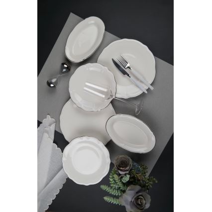 18-piece dinner set cream/silver/porcelain