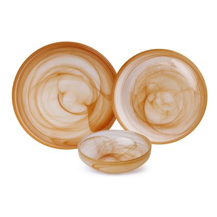 18-piece dinner set, orange/glass