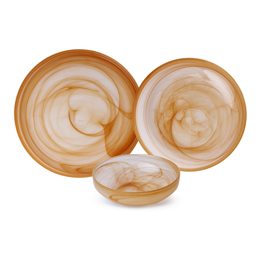 18-piece dinner set, orange/glass