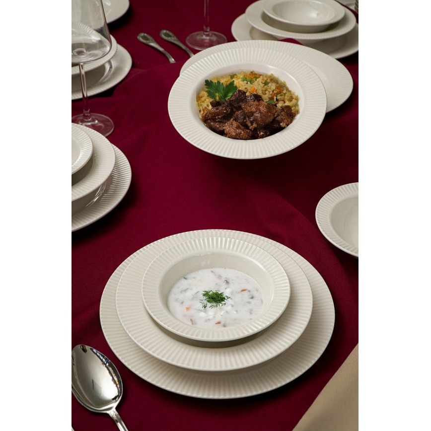 18-piece dinnerware set, white porcelain