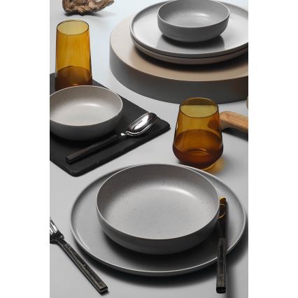18-piece gray porcelain dinner set