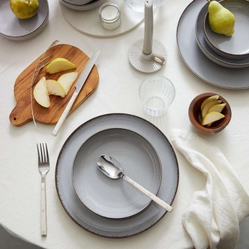 18-piece gray porcelain dinner set