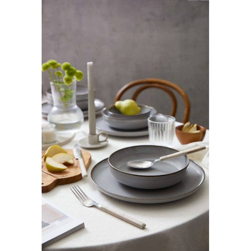 18-piece gray porcelain dinner set