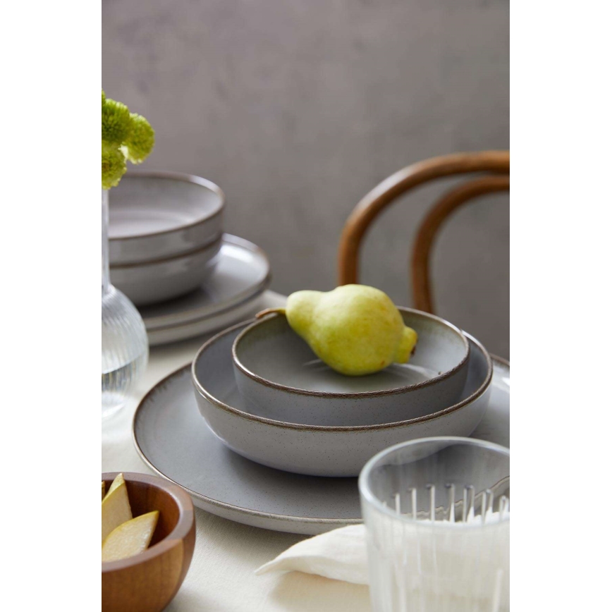 18-piece gray porcelain dinner set