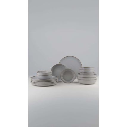 18-piece gray porcelain dinner set