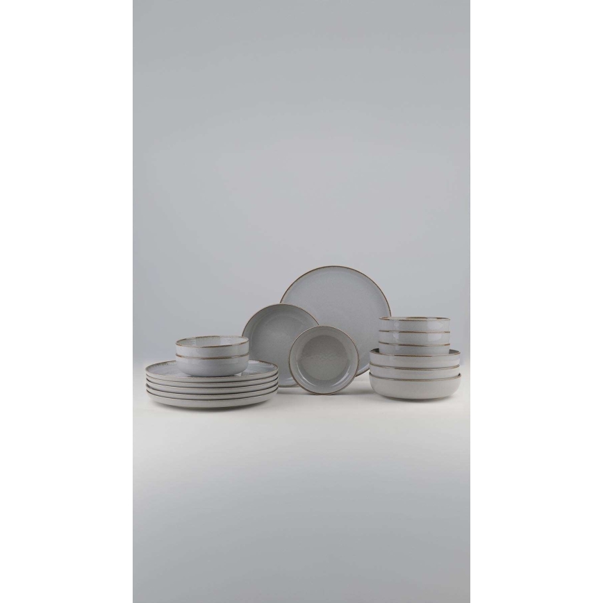 18-piece gray porcelain dinner set