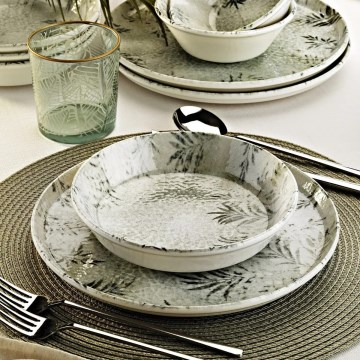 18-piece grey porcelain dinner set