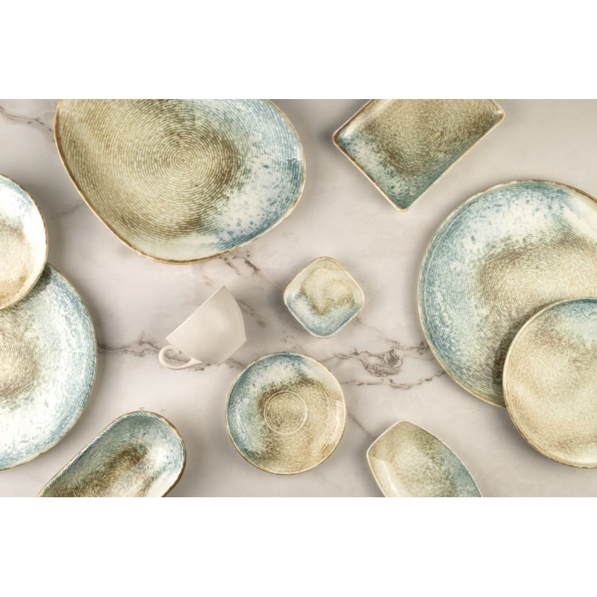 18-piece multicolored porcelain dinnerware set