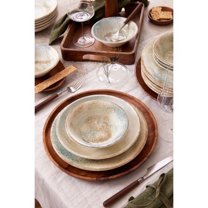 18-piece multicolored porcelain dinnerware set