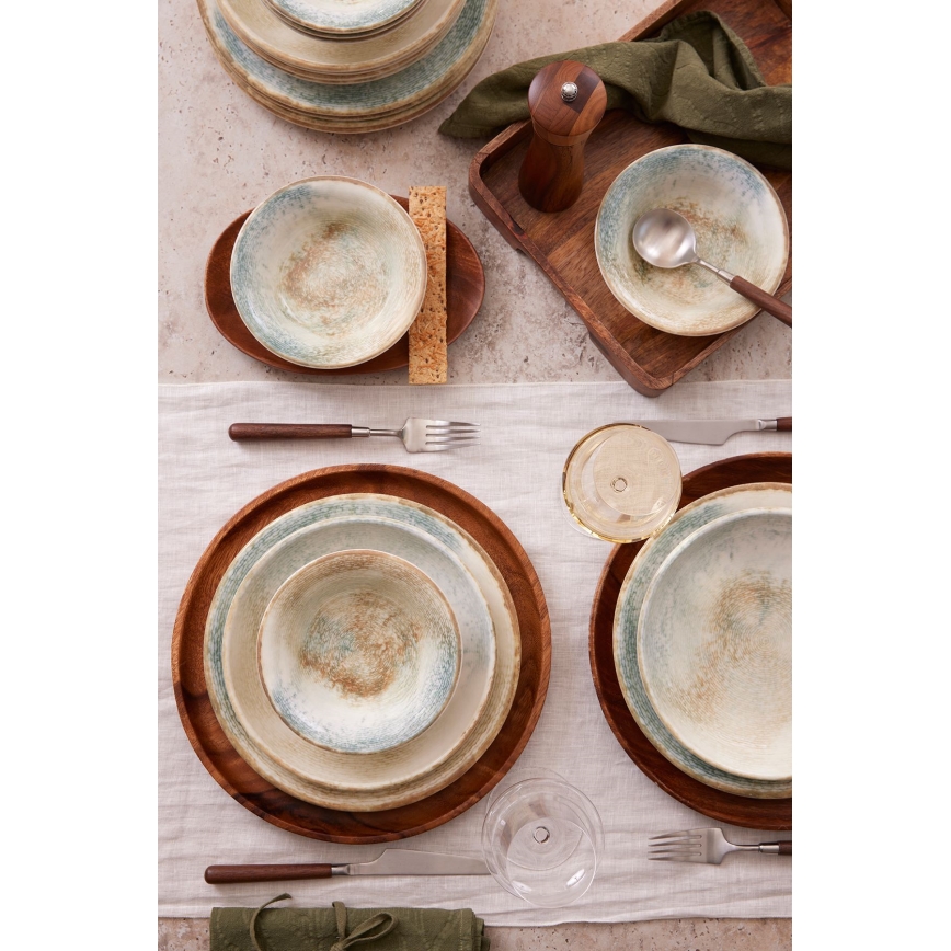 18-piece multicolored porcelain dinnerware set