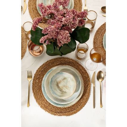 18-piece multicolored porcelain dinnerware set