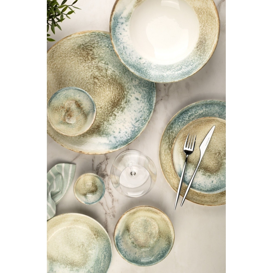 18-piece multicolored porcelain dinnerware set
