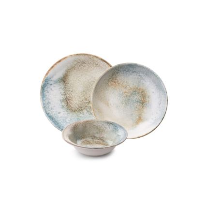 18-piece multicolored porcelain dinnerware set