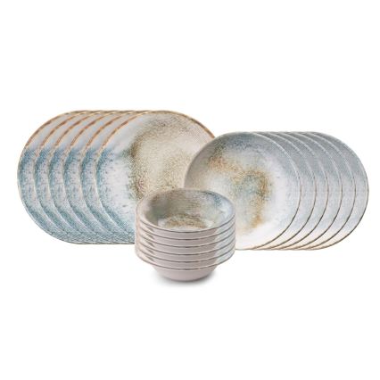 18-piece multicolored porcelain dinnerware set