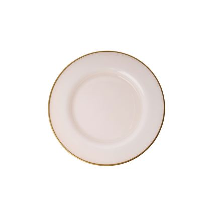 18-piece porcelain dinner set in beige with gold accents