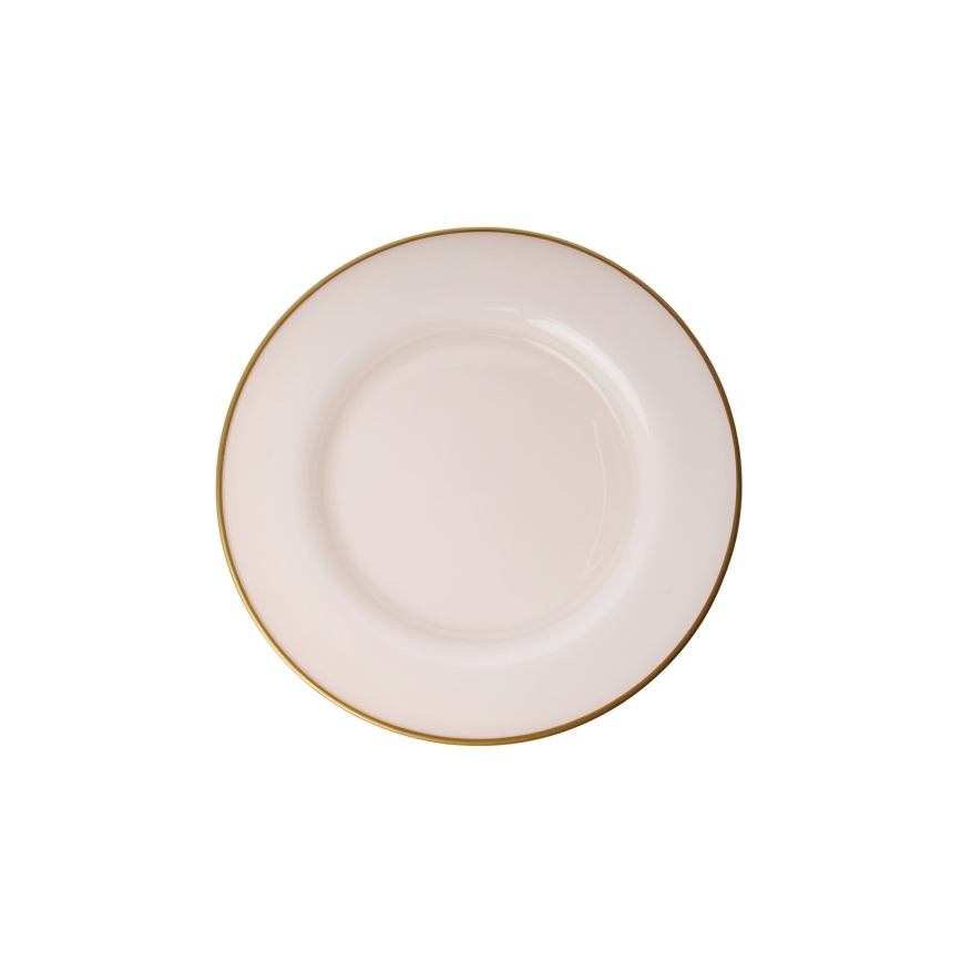 18-piece porcelain dinner set in beige with gold accents