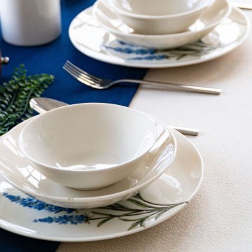 18-piece porcelain dinner set – white/blue/green