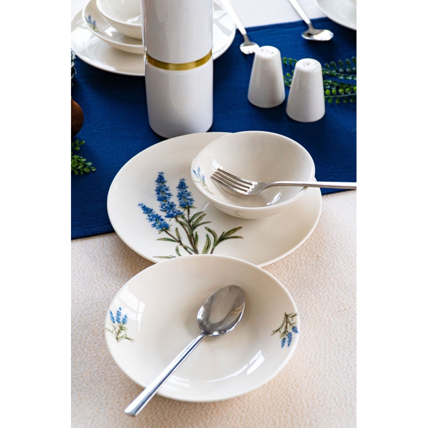 18-piece porcelain dinner set – white/blue/green