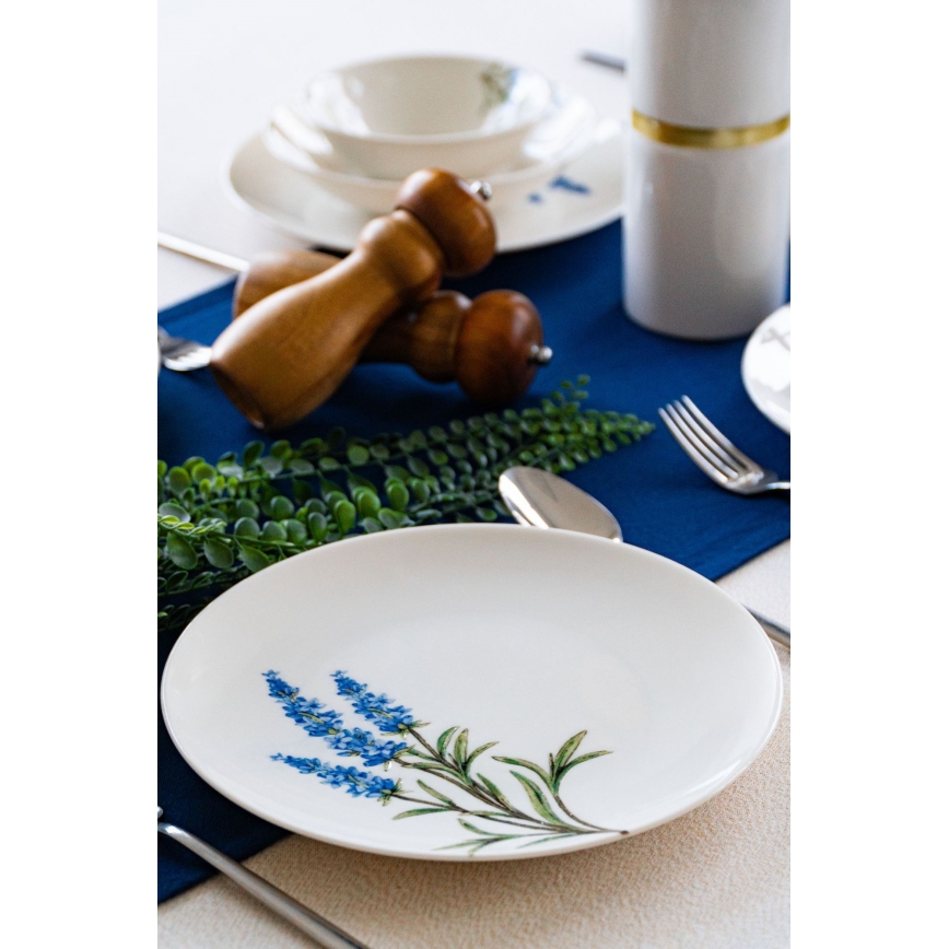 18-piece porcelain dinner set – white/blue/green