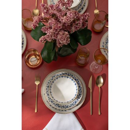 18-piece porcelain dinner set, white/blue