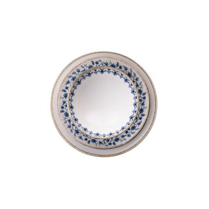 18-piece porcelain dinner set, white/blue
