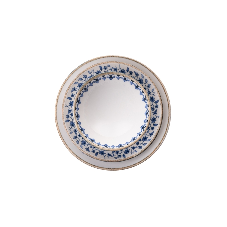 18-piece porcelain dinner set, white/blue