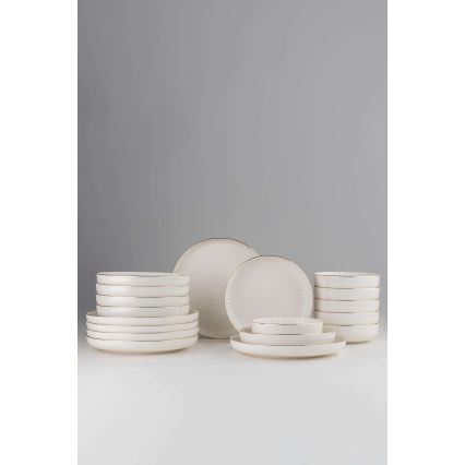 18-piece Porcelain Dinner Set – White with Gold Trim