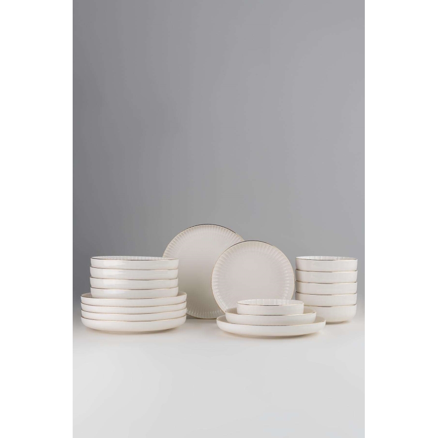 18-piece Porcelain Dinner Set – White with Gold Trim