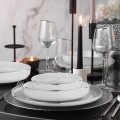 18-piece porcelain dinner set, white with silver trim