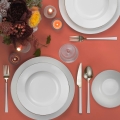 18-piece Porcelain Dinner Set — White with Silver Trim