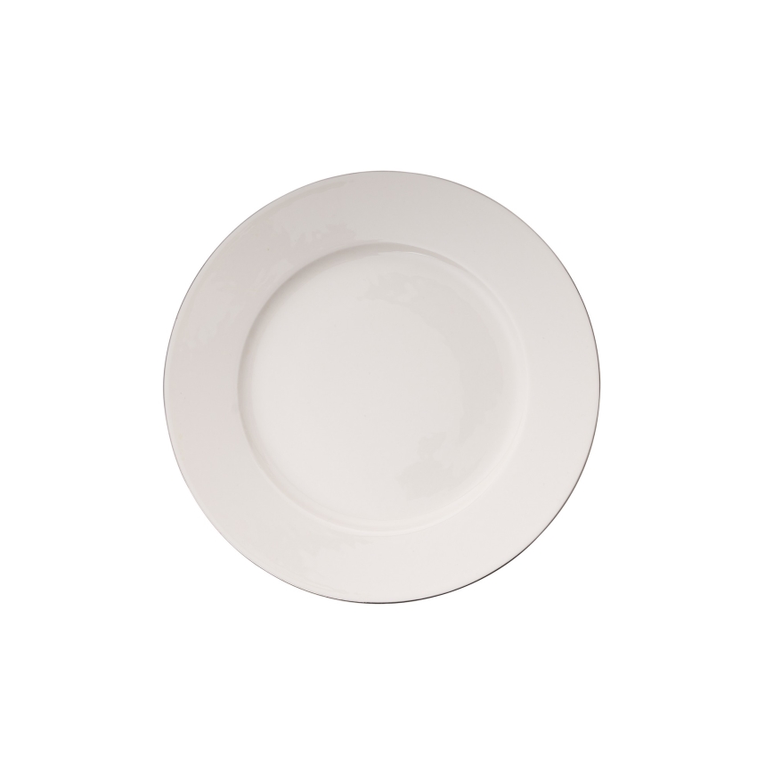 18-piece Porcelain Dinner Set — White with Silver Trim
