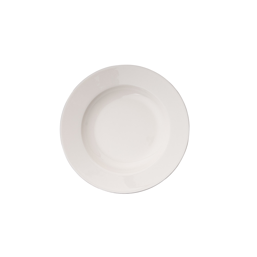 18-piece Porcelain Dinner Set — White with Silver Trim