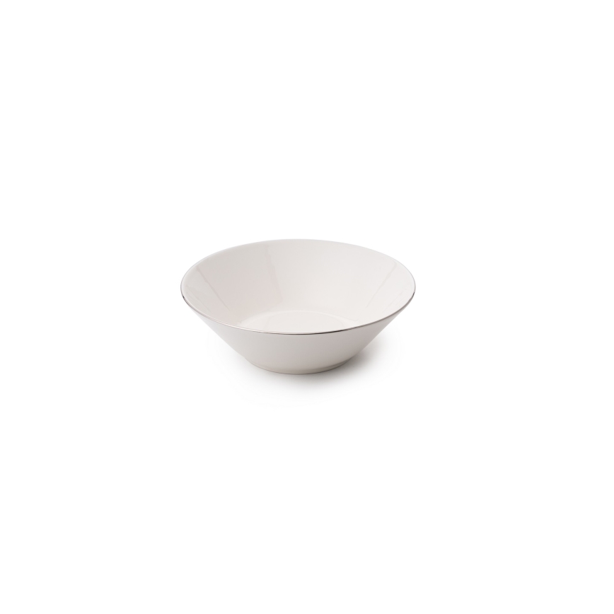 18-piece Porcelain Dinner Set — White with Silver Trim