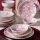 18-piece porcelain dinnerware set in red and white