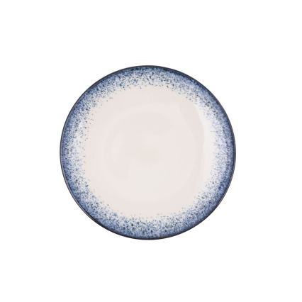 18-piece porcelain dinnerware set in white and blue